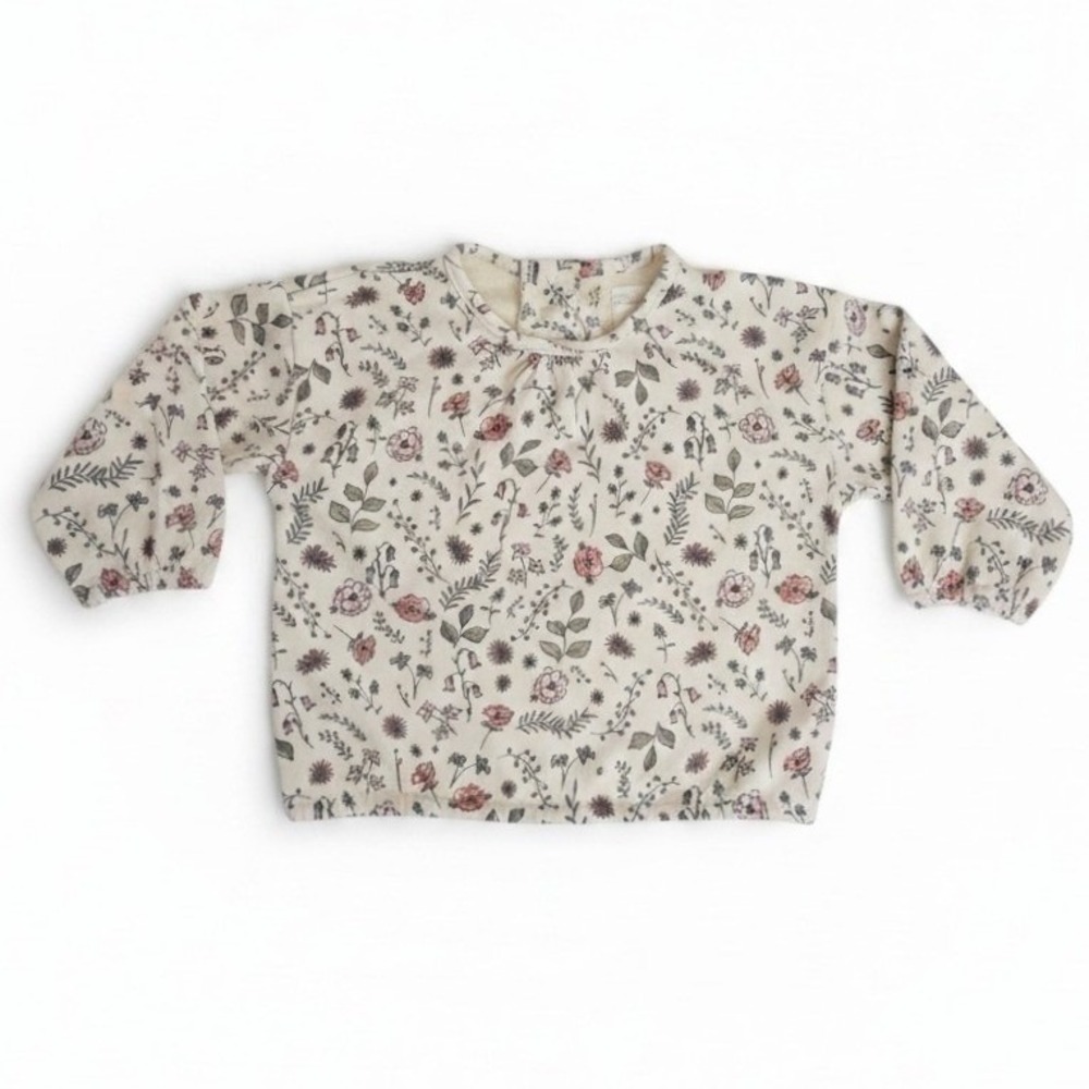 ETTIE + H Taylor Top Girls 12-18M Cream Floral Cotton French Terry Pullover Cute